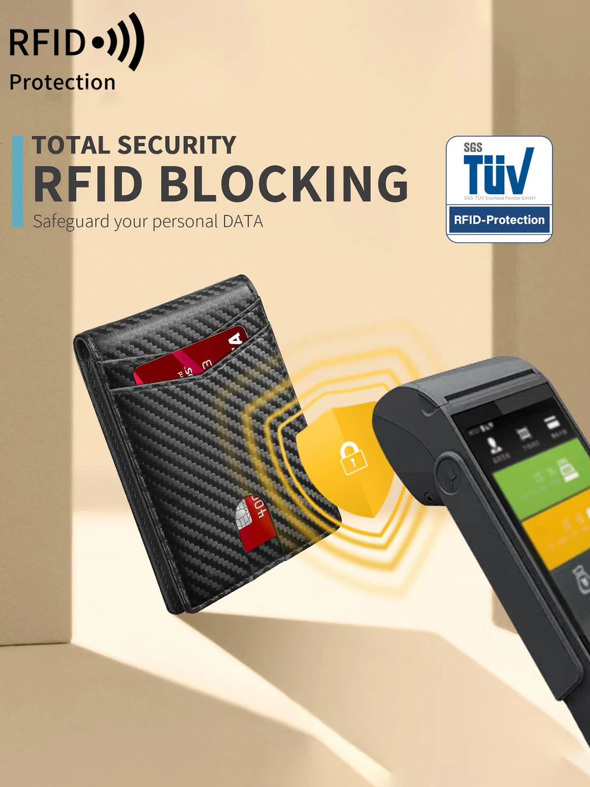 Slim Carbon Fiber Trifold Wallet with RFID Protection