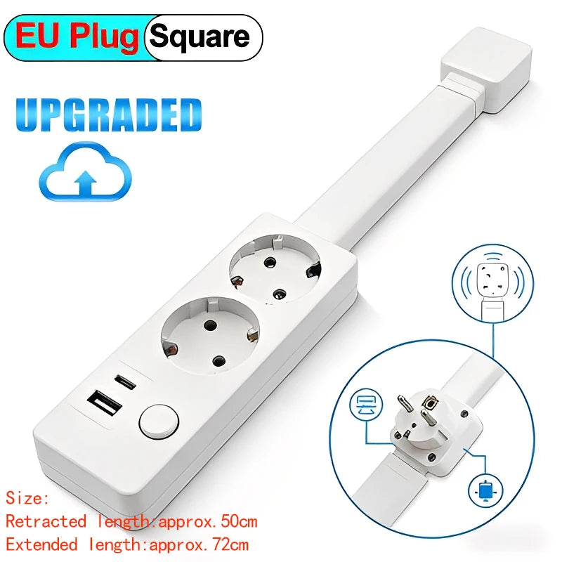 Rotating Wall Plug Extender with Adjustable Length and USB Ports