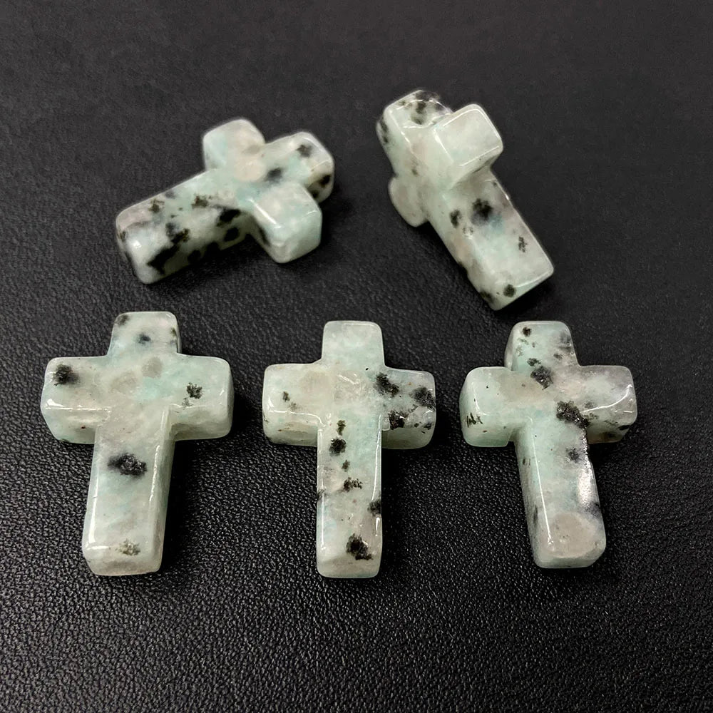 Natural Stone Cross Pendant Charm for Jewelry Making