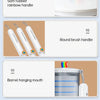 Details of a disposable toilet brush kit showing components like a rainbow handle, round brush handle, barrel mouth, and semi