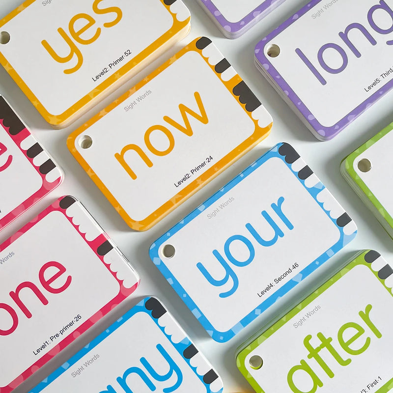 Sight Words Flashcards with Pictures & Sentences - 5 Level Learning Kit
