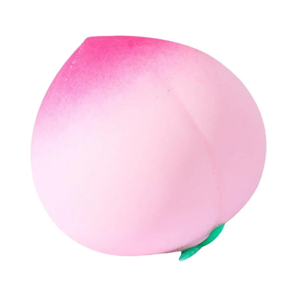 Jouet squishy rose lisse en forme de pêche.