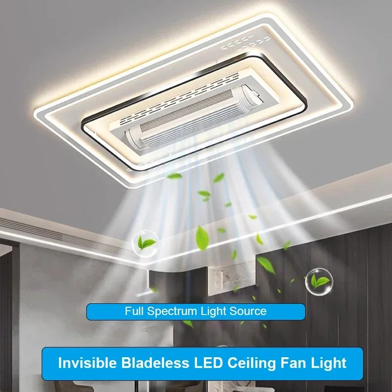 Modern Invisible Bladeless Ceiling Fan Light with Remote Control