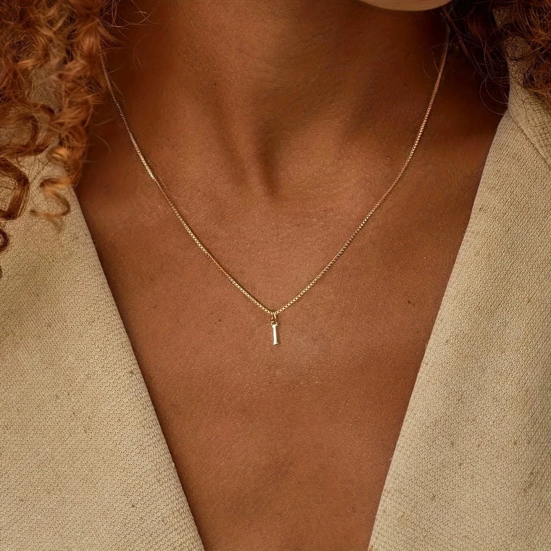 A-Z Initial Pendant Necklace in 18K Gold Plated Stainless Steel