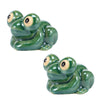 Hand-painted ceramic frog toilet bolt covers in green