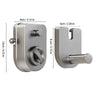 A silver retractable clothesline with an auto-retract locking system shown in two views.