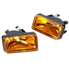 An orange direct-fit fog light assembly for a Chevy Silverado, Tahoe, Suburban, or Avalanche.