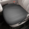 A gray breathable leather car seat cushion is shown in the interior of a vehicle.