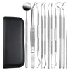 A set of premium stainless steel dental care tools for oral hygiene, including various probes and instruments.