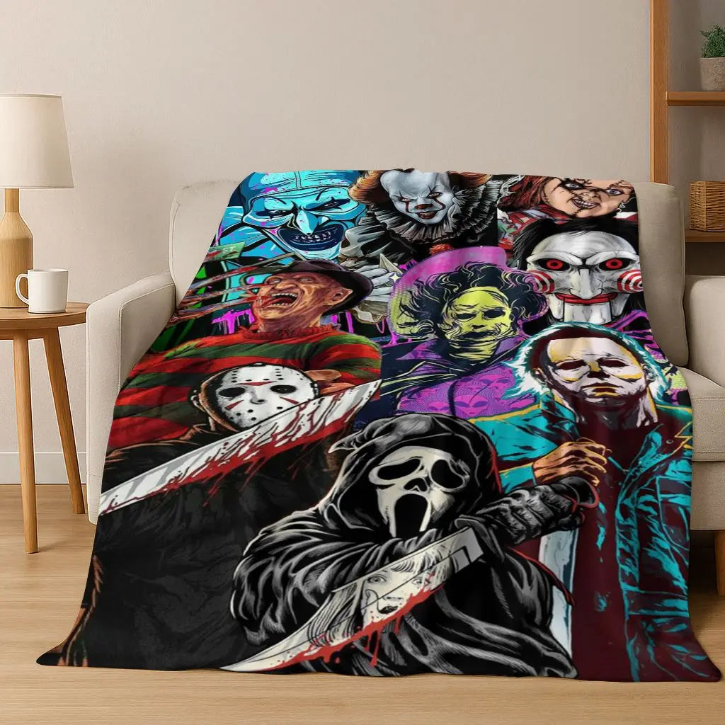 Ghost Face Horror Character Flannel Throw Blanket