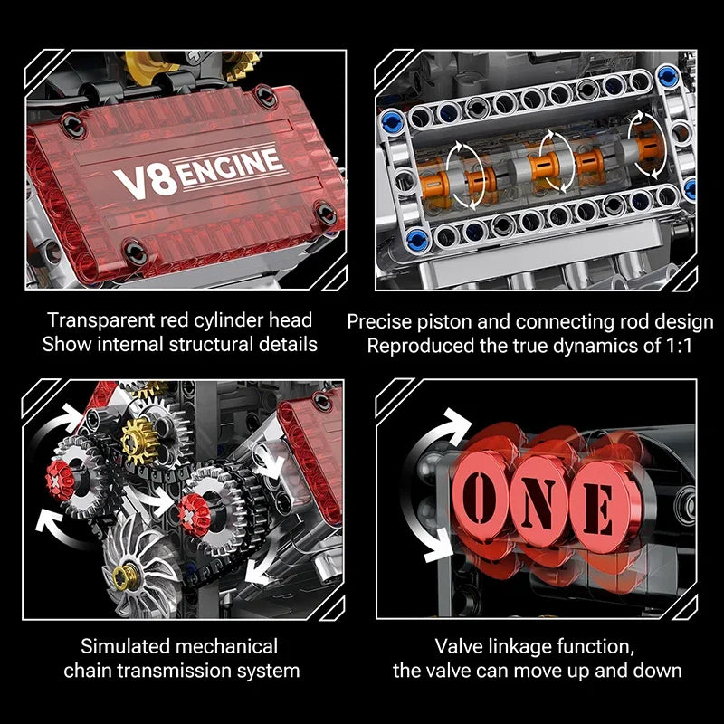 Motorized V8 Engine Building Block Model