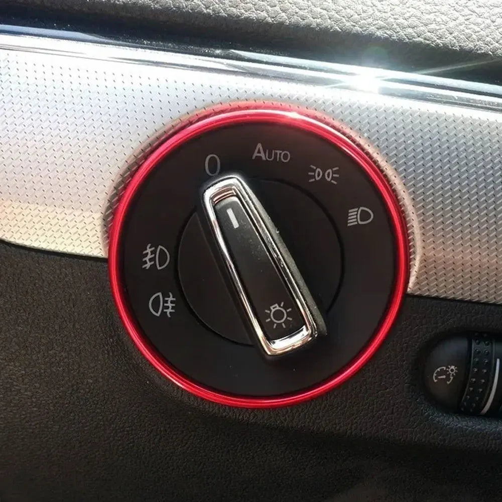 Aluminum Alloy Headlight Switch Trim Ring for Select VW Models