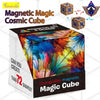 A box of a Magnetic Magic Cosmic Cube showing its colorful 3D cube form and an open/closed view.