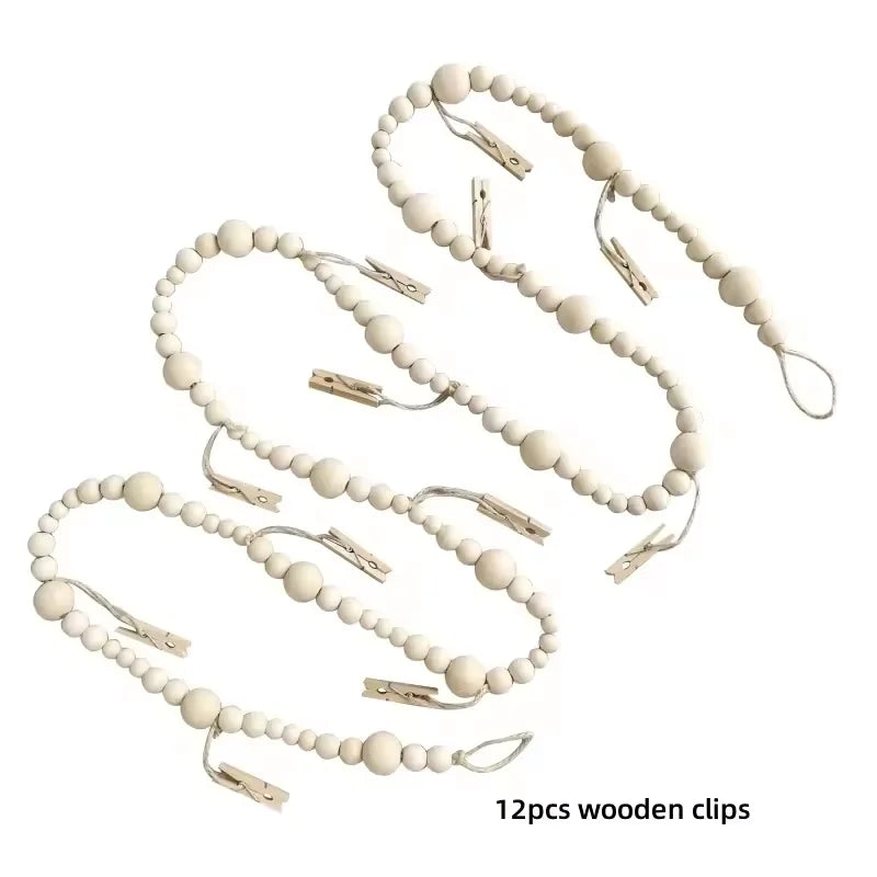 Wooden Beads Photo Garland for Wall Display