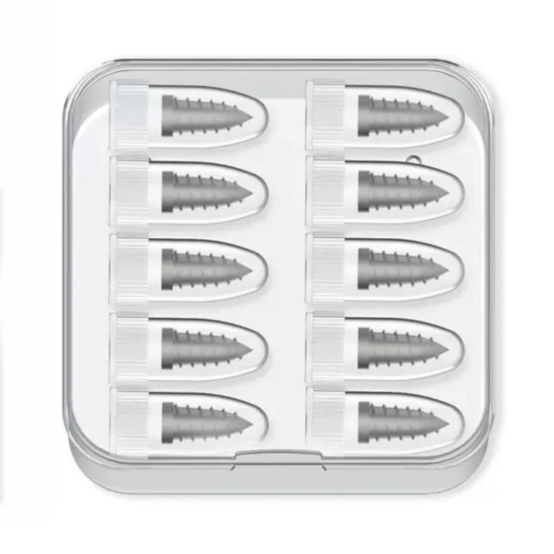A clear plastic kit containing multiple rubber screw patches and a screwdriver for emergency tire repair.