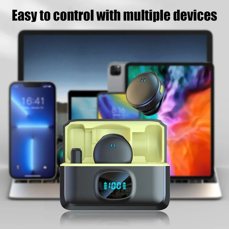 Wireless Lavalier Microphone with Magnetic Clip & Charging Case