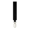 Black nylon wristlet keychain strap with a metal ring closure