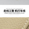 A close-up of a light beige leather routing fine workmanship strap or holder for sunglasses.
