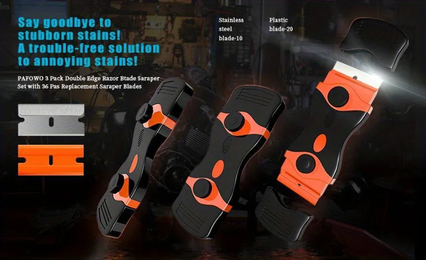 21-Piece Razor Blade Scraper Set with Replaceable Stainless Steel Blades