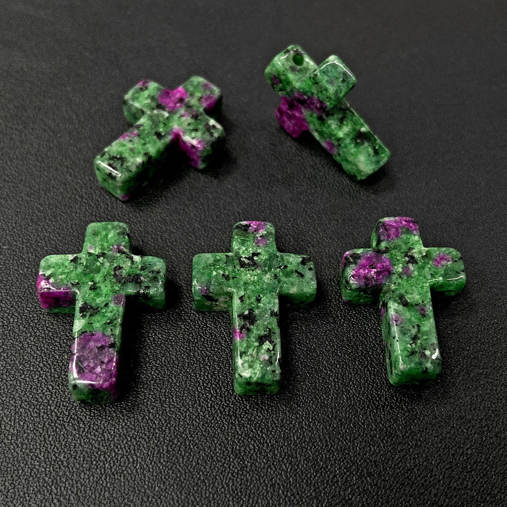 Natural Stone Cross Pendant Charm for Jewelry Making