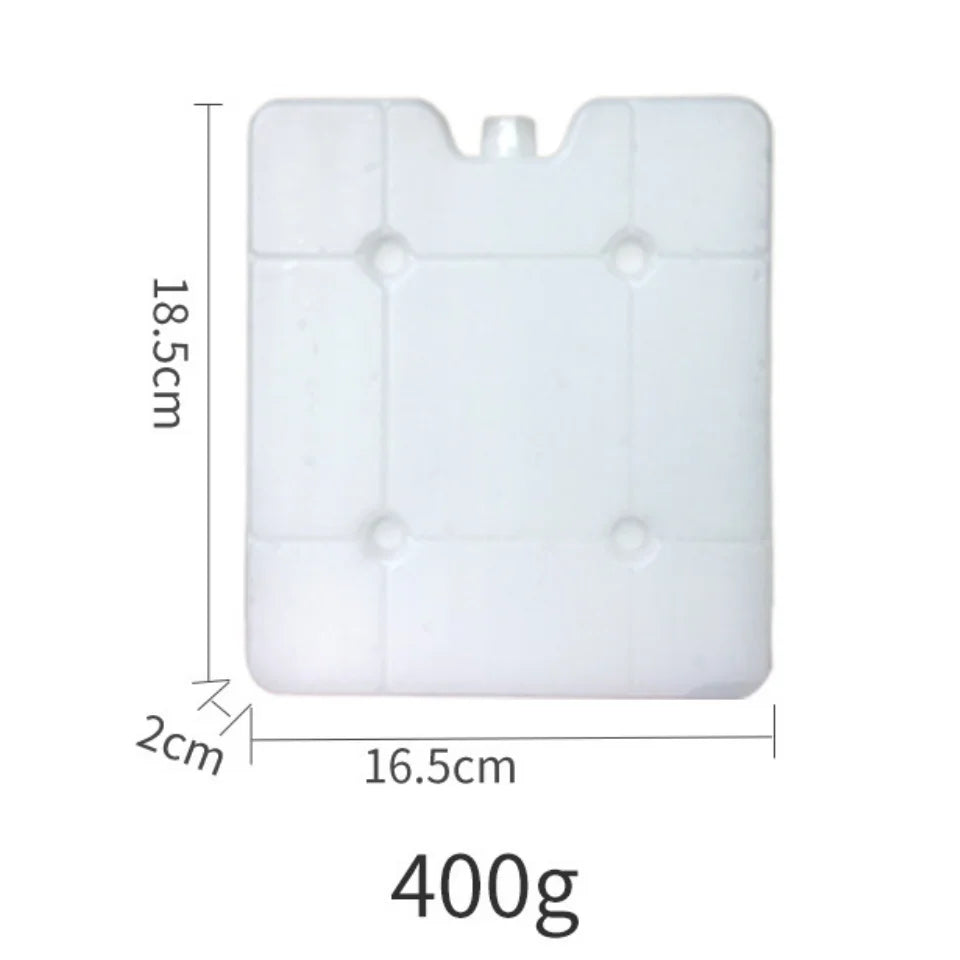 White reusable leak-proof ice pack measuring 18.5cm by 16.5cm and weighing 400g