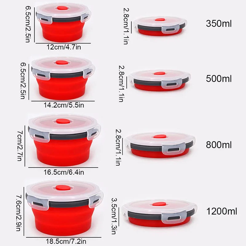Collapsible Silicone Food Storage Containers with Lids