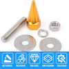 A set of brass and silver license plate screws, including a conical pin and various plate mounting hardware.