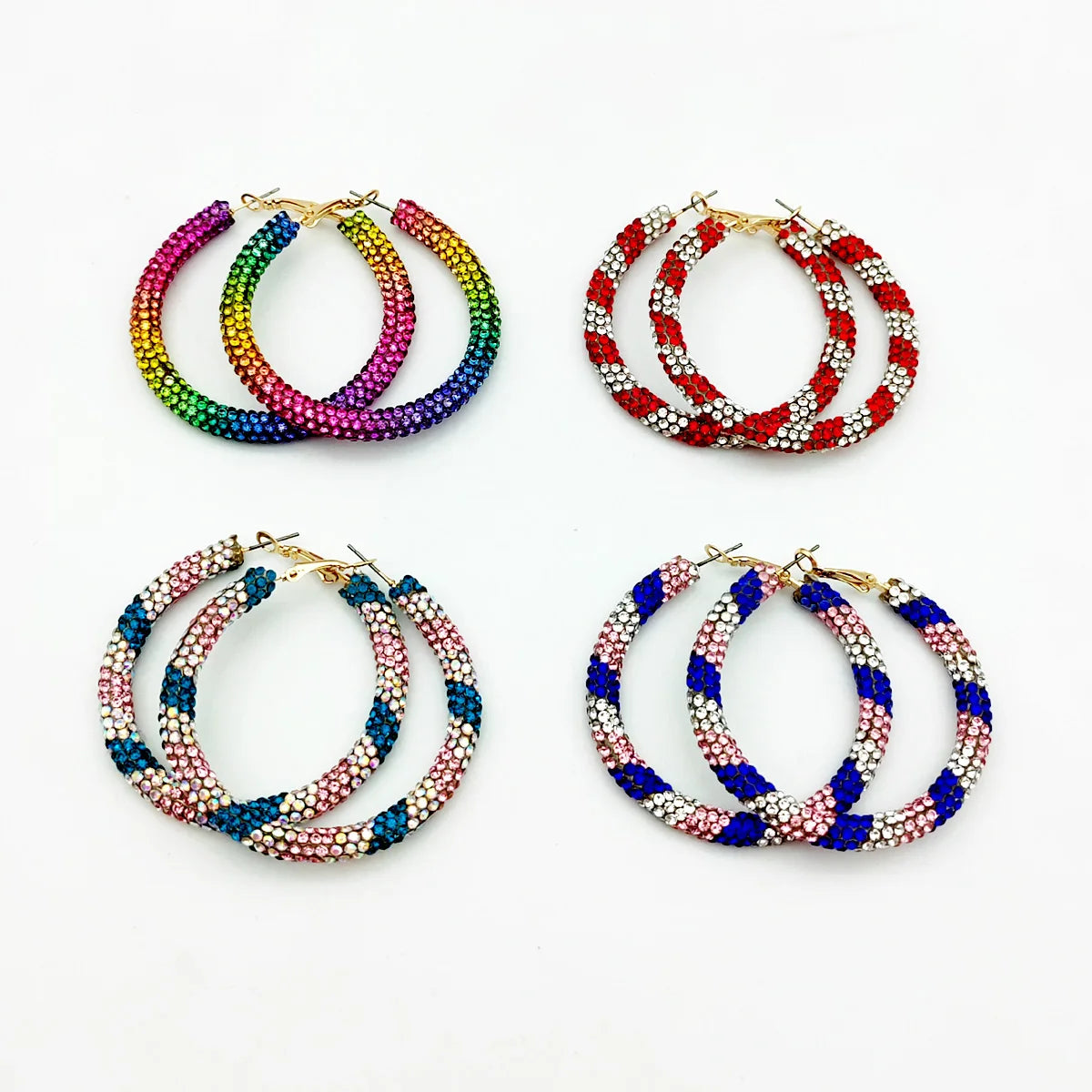 Rainbow Crystal Hoop Earrings