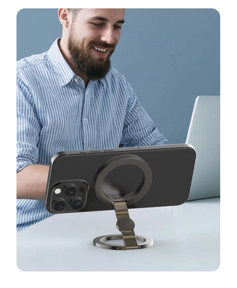 Foldable Magnetic Phone Stand with 360° Rotation