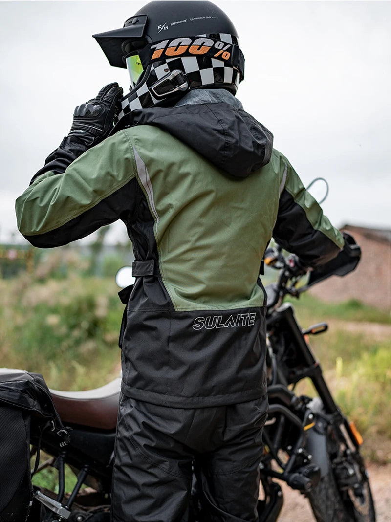 Men's Waterproof Motorcycle Rain Suit with Breathable Fabric