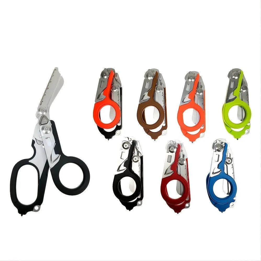 6-in-1 Foldable Emergency Rescue Scissors with Safety Hammer