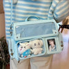 Y2K Transparent Pocket Crossbody Bag with DIY Badge Display