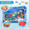 A colorful inflatable baby water play mat featuring various sea creatures for sensory development.