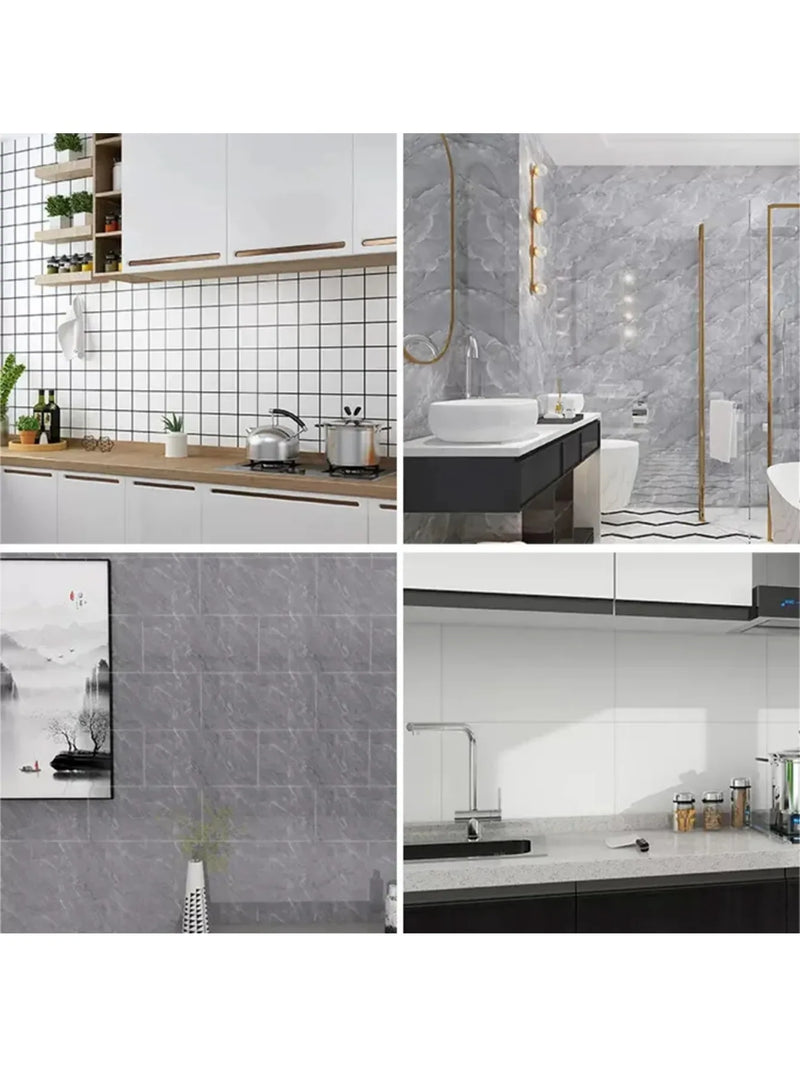 10-Pack Marble Tile Sticker Sheets - Peel-and-Stick 30 x 60 cm, Waterproof PVC Tiles