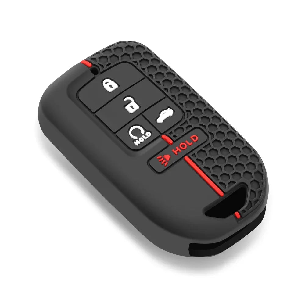Black silicone car key case with three buttons for a Honda model