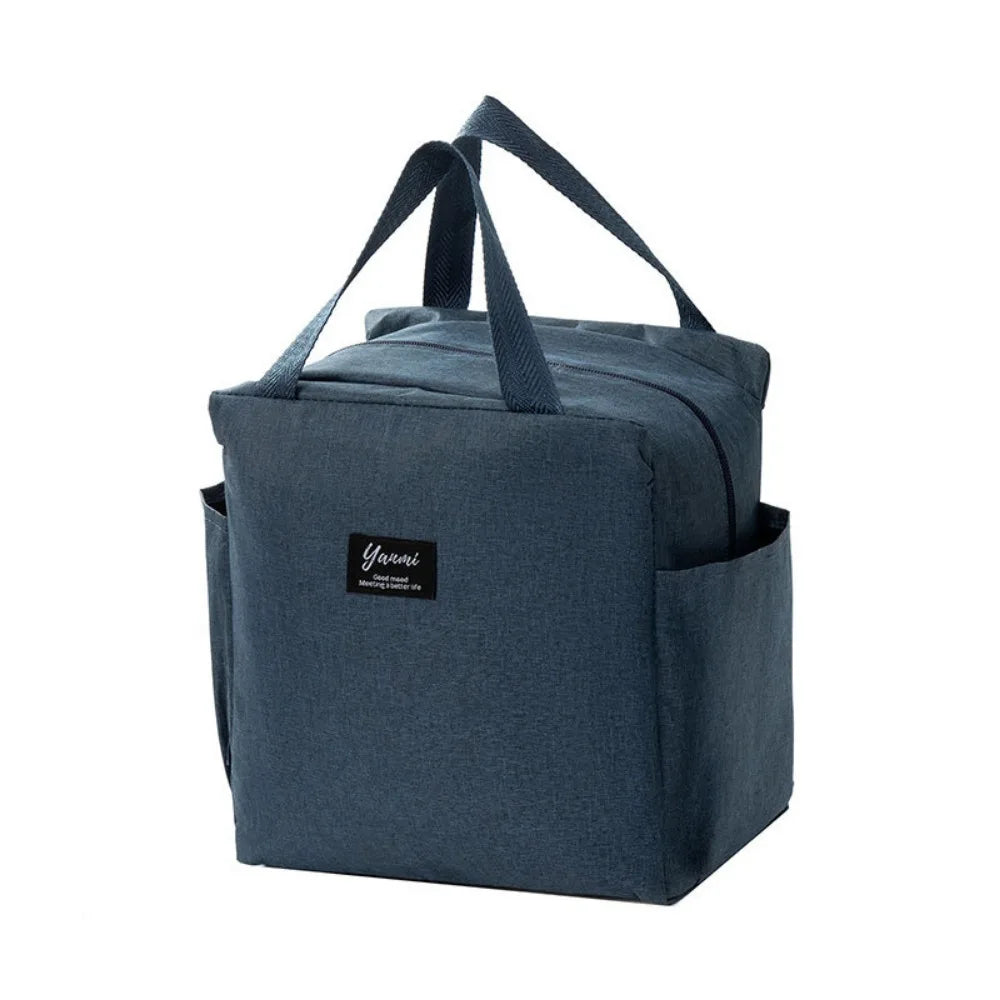 Insulated Canvas Lunch Bag with Double Pockets