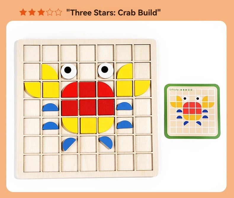 Wooden Shape & Color Mosaic Puzzle Set for Kids