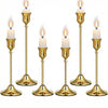 Set of 6 Gold Brass Taper Candle Holders with Weighted Base