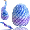 A close-up of a blue and purple twisty fidget egg stress relief toy with a textured surface.