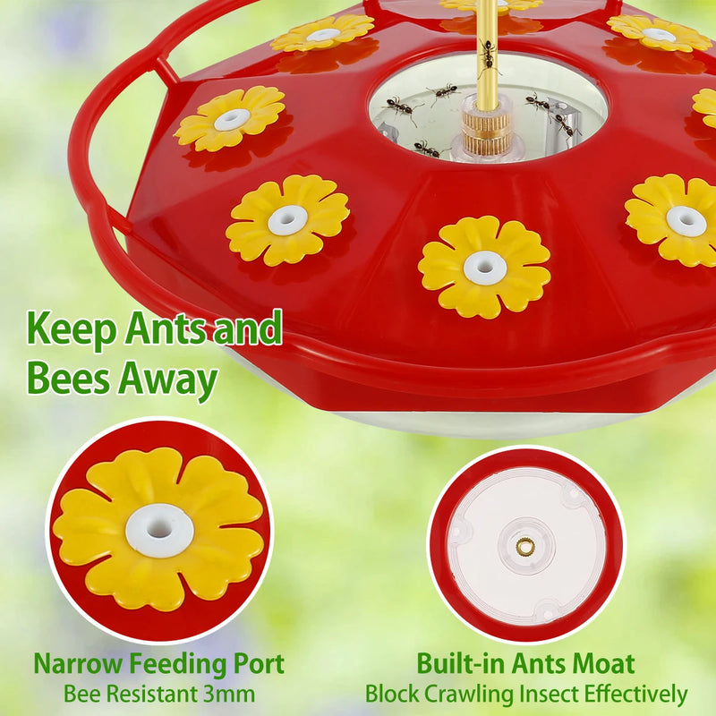 Comedero Decorativo para Colibríes con Diseño Floral y 8 Boquillas