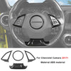 Carbon fiber interior trim kit for Chevrolet Camaro 2017+ featuring steering wheel accents and trim pieces.