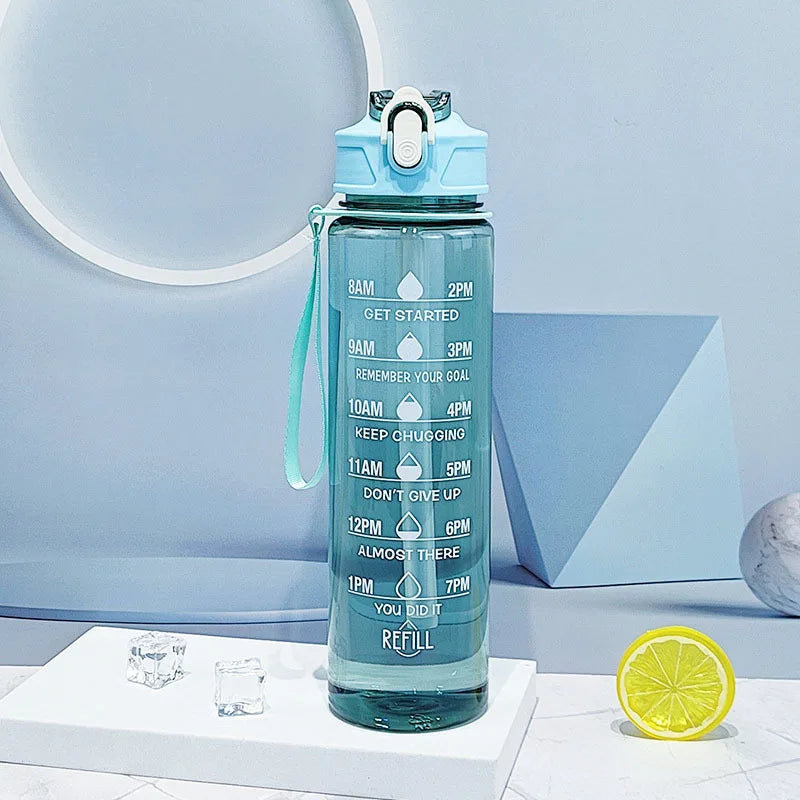 Motivational Time-Marker Water Bottle with Straw