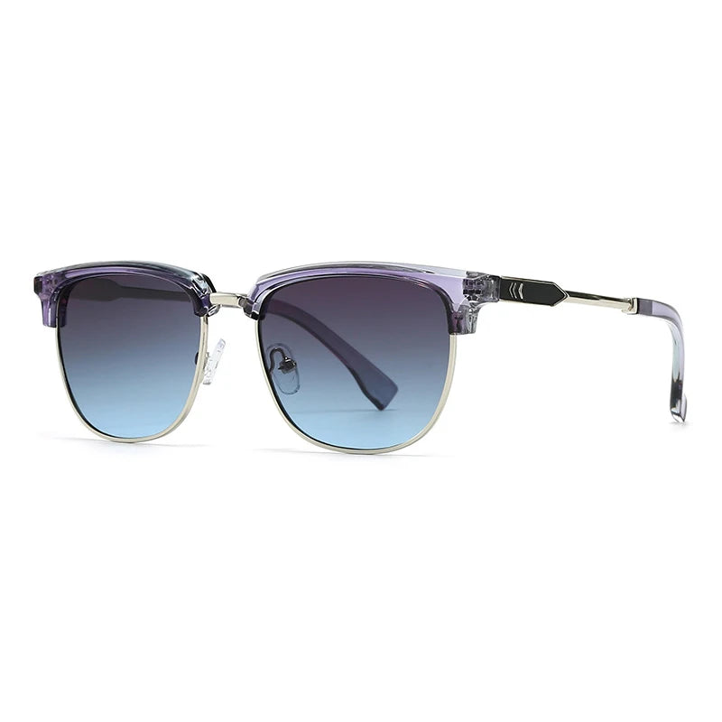 Lunettes de soleil rétro à monture demi-cadre