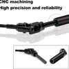 A set of heavy-duty steel CVD drive shafts for 1/10 RC trucks, shown in black.