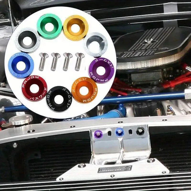 Anodized Aluminum Washer and Bolt Kit for Car Customization