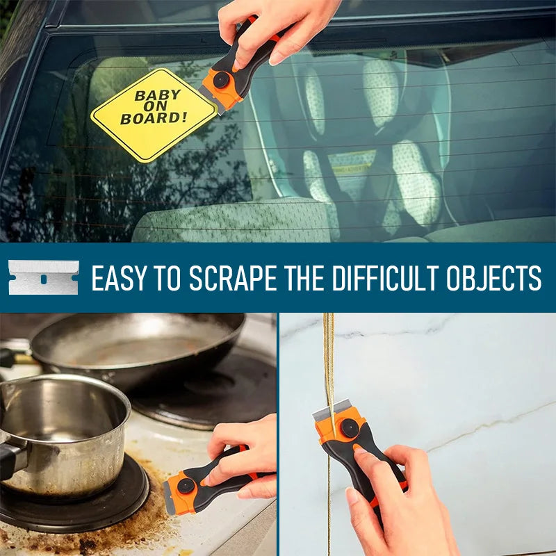 Dual-Use Razor Blade Scraper for Adhesive & Vinyl Removal