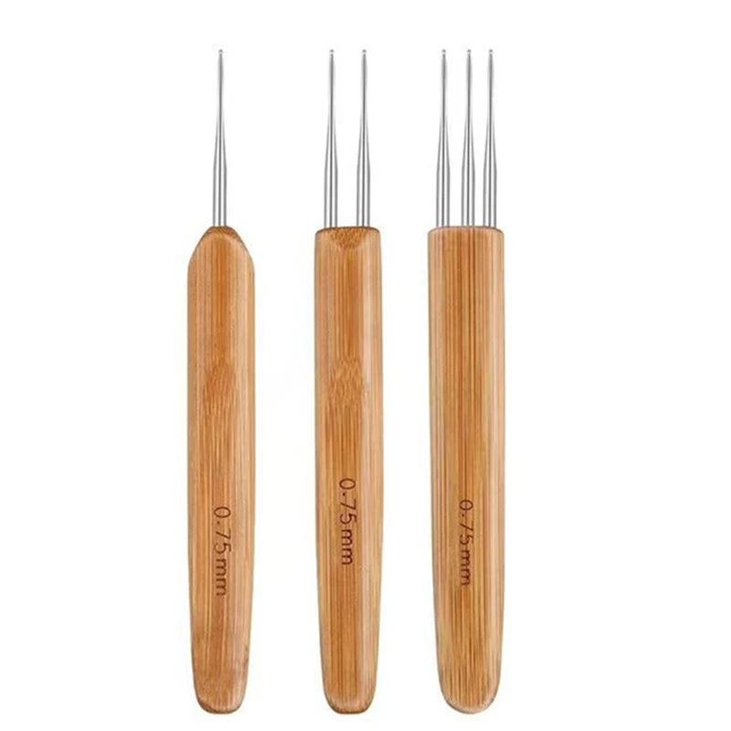Wooden Handle Dreadlock Crochet Hook for Hair Styling