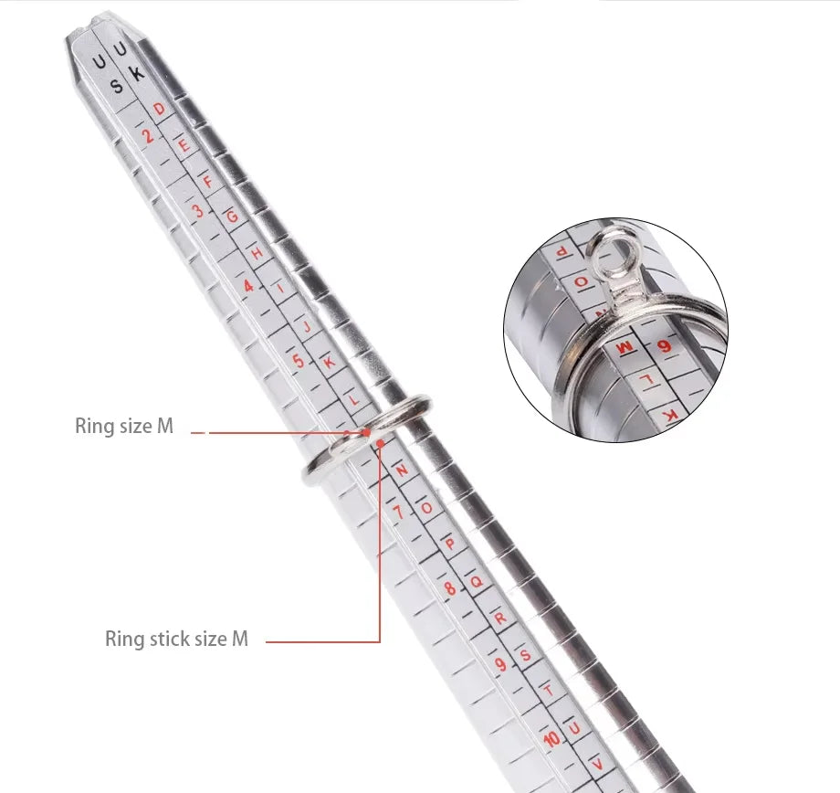 Metal Ring Sizer Mandrel with Stainless Steel Gauge Set