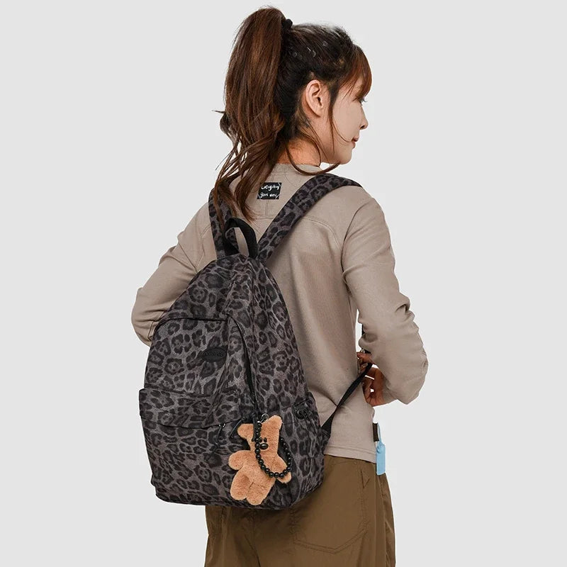 Leopard Print Casual Backpack for School & Daily Use