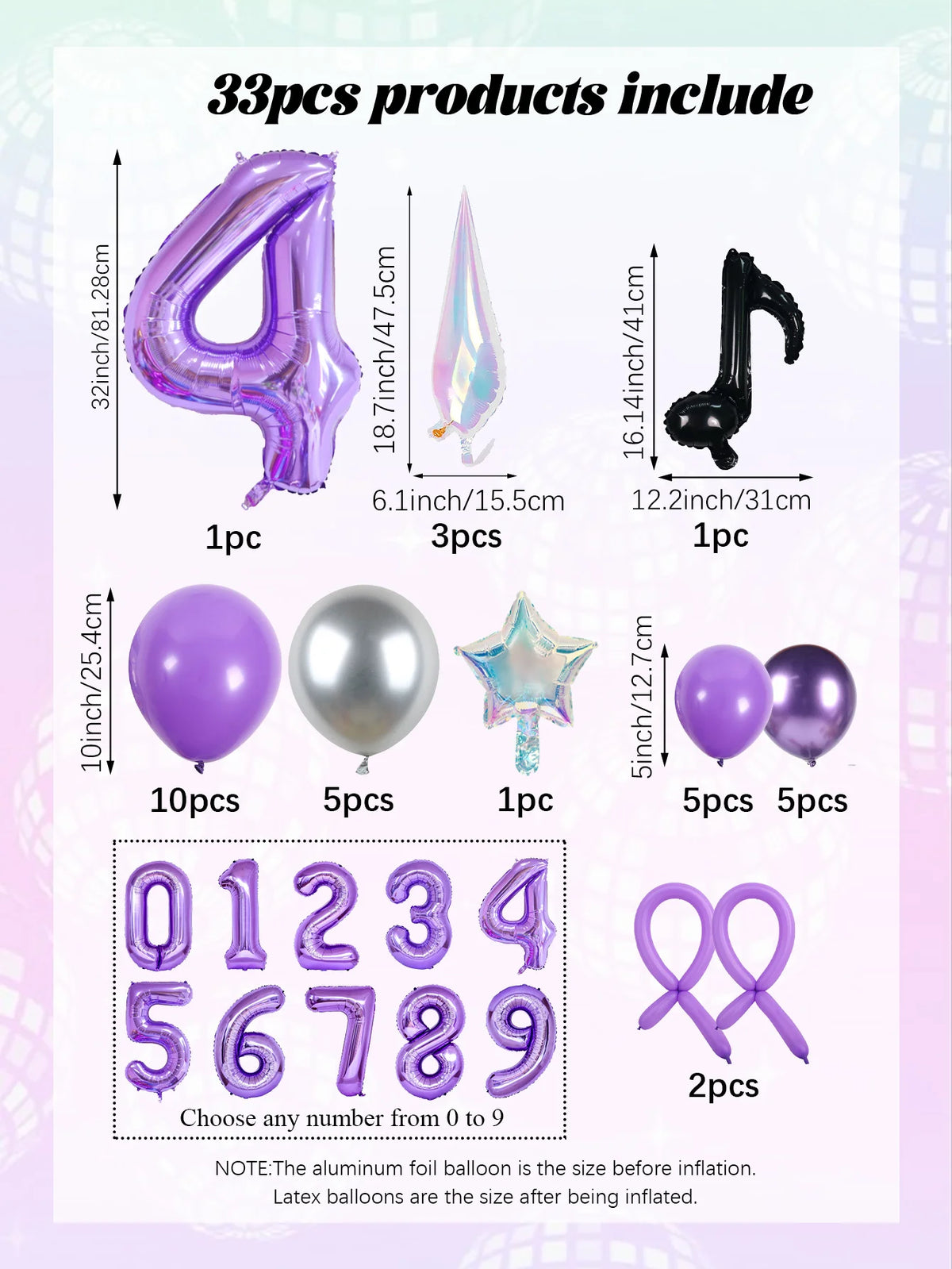 33-Piece K-Pop Music Theme Balloon Pillar Set for Party Decor